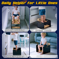 COSYLAND robot stool height adjustment helps growing toddlers reach sinks safely