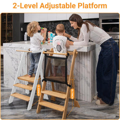 COSYLAND toddler kitchen stool safety bar highlights secure learning posture