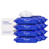 Coterie Baby Soft Wipe packaging closeup highlights fragrance-free, gentle cleansing for sensitive skin.