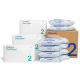 Coterie baby wipes and diapers kit packaging shows bundle convenience for busy families.