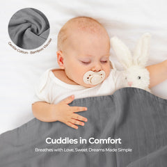 CottCare muslin blanket display highlights gender-neutral tones suitable for boys and girls.