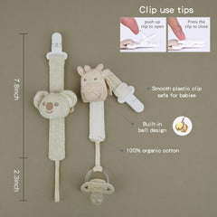 COTTONBEBE pacifier clip with built-in bell for baby engagement