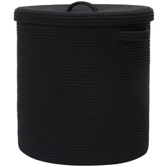 Cottonphant extra-large storage basket with lid in black for organized spaces.