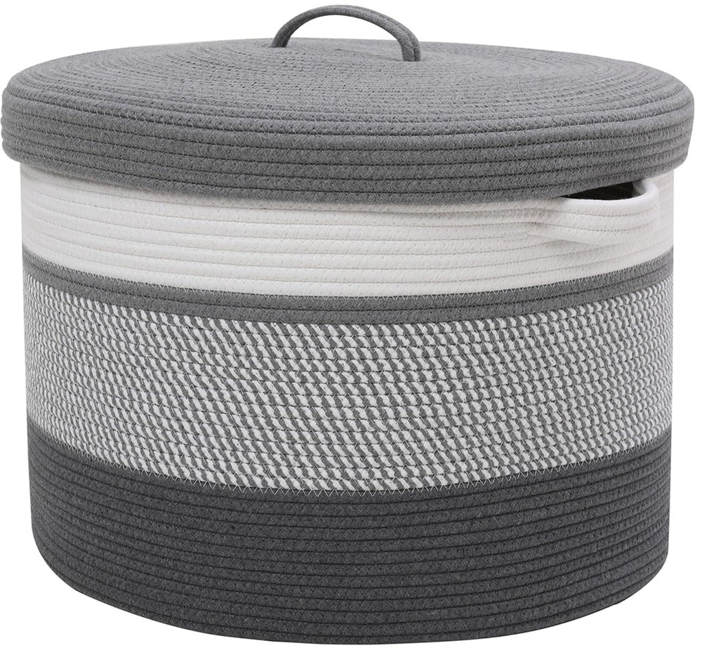 Cottonphant laundry basket with lid keeps clothes concealed and organized.