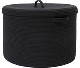 Cottonphant all-black laundry hamper front view with sturdy handles for easy laundry sorting