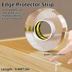 COUMENO edge protector applied to a chair edge demonstrates easy placement.
