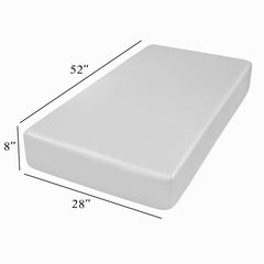 Counfeisly baby sheet in nursery setting emphasizes allergy-friendly durability.