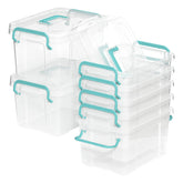 Covetree 7-pack clear storage bins with lids for easy snack organization.
