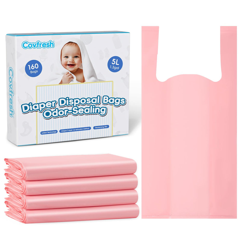 Covfresh odor sealing diaper bags pink box front for easy home use
