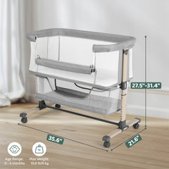 Cowiewie bassinet 3D mesh fabrics illustrate breathable airflow for baby comfort