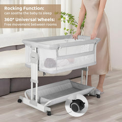 Cowiewie Bassinet 7-height adjustable to align with adult beds.