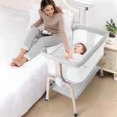 Cowiewie bassinet bedside sleeper setup showing quick tool-free assembly.