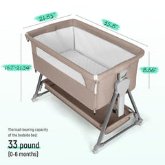 Cowiewie Bassinet Bedside Sleeper 99% gap-free design keeps baby safely nearby for quick checks.