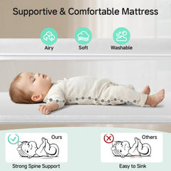 Cowiewie bassinet bedside sleeper glide-under legs frees space beside bed for compact rooms.