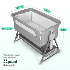 Cowiewie Bassinet Bedside Sleeper silent wheels for smooth nighttime movement.