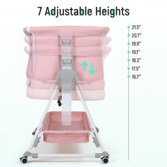 Cowiewie Bassinet gap-free design supports snug bed alignment for newborns.