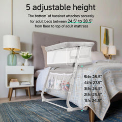 Cowiewie bassinet glide-legs enables space-saving bedside setup
