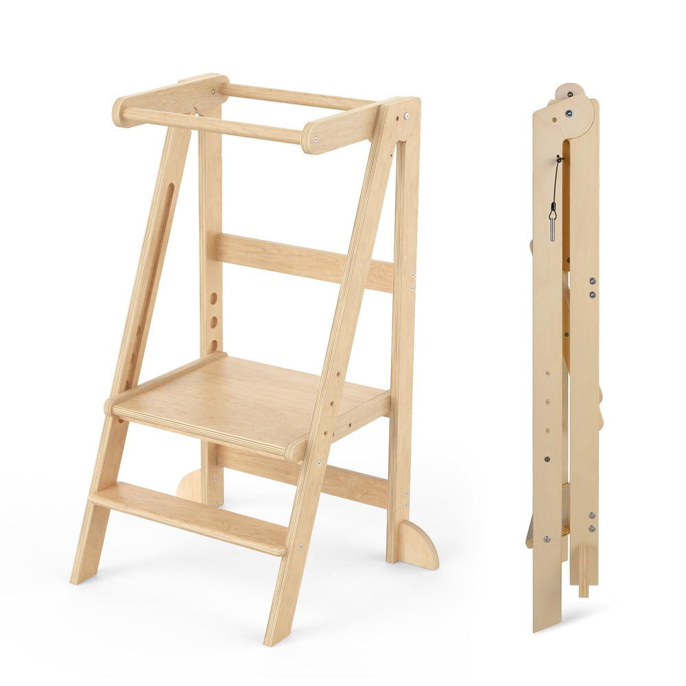 Cowiewie Foldable Toddler Tower folded mode saves space in small homes.