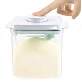 Cozey Daily formula dispenser open-button view enables quick access during busy mornings.