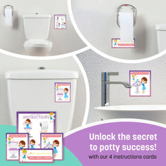 COZY GREENS instruction booklet guiding positive potty training steps