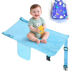 Cozybonder toddler airplane bed on seat provides a comfortable rest space during flight.