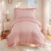 Cozyholy seersucker comforter close-up showing soft, breathable fabric