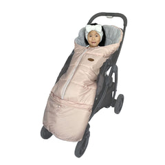 CozyMe footmuff waterproof hooded design keeps baby warm on chilly stroller rides