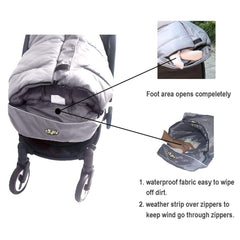 CozyMe Go anti-slip back prevents sliding, ensuring secure strolls on uneven sidewalks.