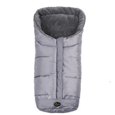 CozyMe stroller footmuff Go front view demonstrates universal fit for many strollers, keeping baby warm.