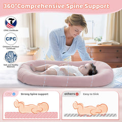 Cpzzkq baby lounger pink cotton cover close-up emphasizes breathable fabric