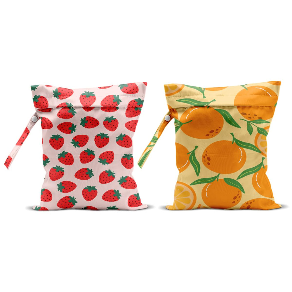 CQM wet bag strawberry pattern showing travel-ready storage for swimsuits and cosmetics