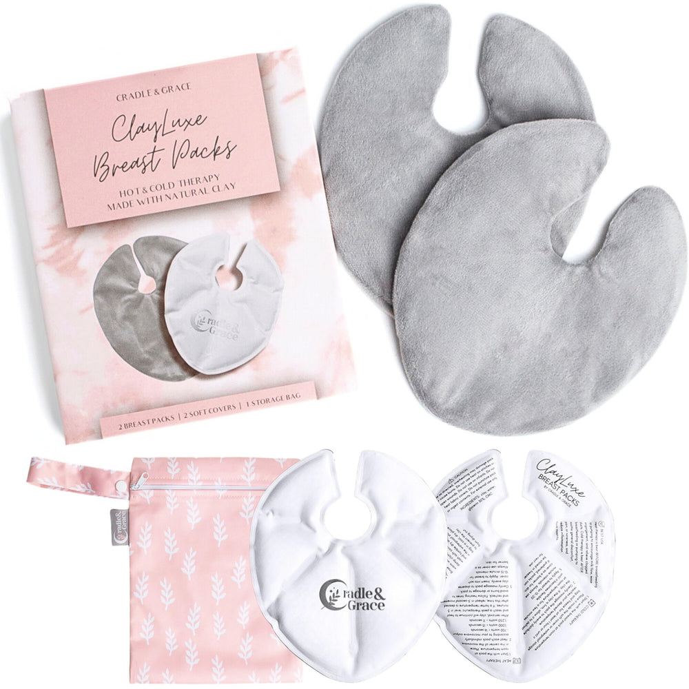 Cradle & Grace ClayLuxe packs front view, teardrop design offering full coverage relief.