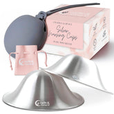 Cradle & Grace Pure 999 silver nursing cups closeup for soothing nipple relief