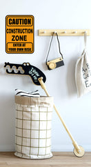 Create-A-Mural construction zone sign wall decal perfect for transforming bedroom walls in minutes.