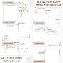 Creawoo memory book inner pages with watercolor design for cherished milestones