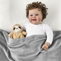 CREVENT baby security blanket materials close-up, hypoallergenic breathable fabric for delicate skin.