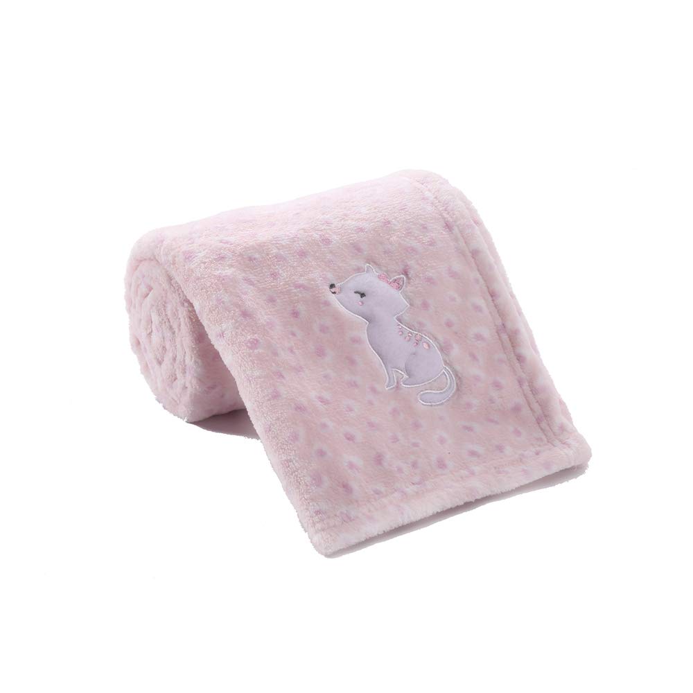 CREVENT plush blanket pink-cat design provides cozy warmth for crib or stroller naps.