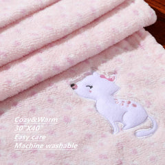 CREVENT stroller-friendly pink-cat blanket ready for day trips.