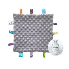 CREVENT tag security blanket grey lovey provides comforting sensory companionship during naps