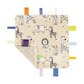 CREVENT Tag Security Blanket with a zoo pattern provides cozy, on-the-go comfort.