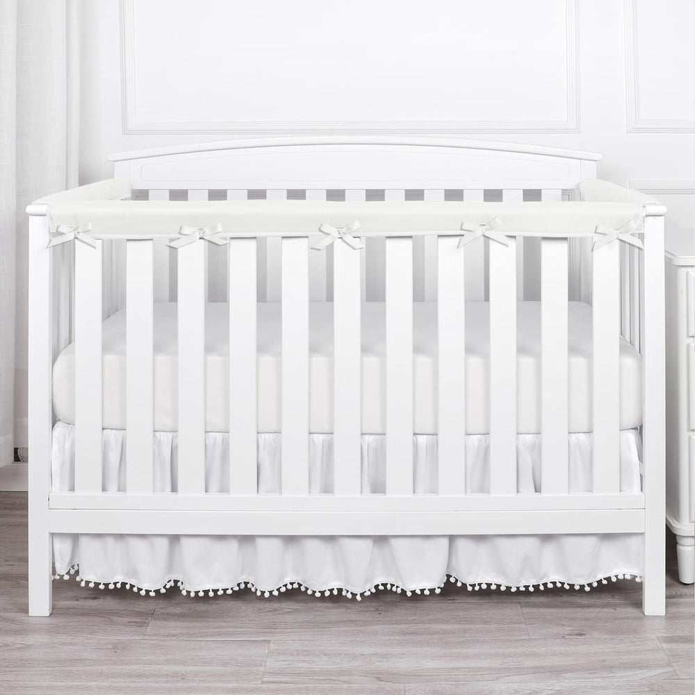 Crib rail cover white 3pc-03 top view protects teething rails