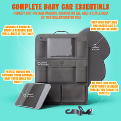 Crivora headrest hooks hang bags and diaper essentials for quick access.