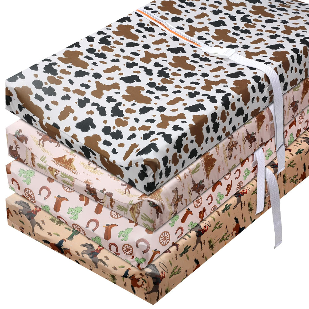 CroBlissful western-pattern changing pad cover—soft milk-fiber comfort for diaper changes.