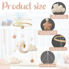 CroBlissful crib mobile hand-crocheted texture enhances nursery softness and safety-conscious design.
