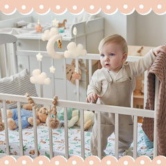 CroBlissful crib mobile shows secure, fixed components for safer use near cribs.