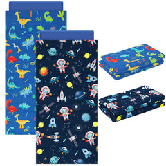 CroBlissful dinosaurs nap mat cover blue front closeup showing soft microfiber for naps