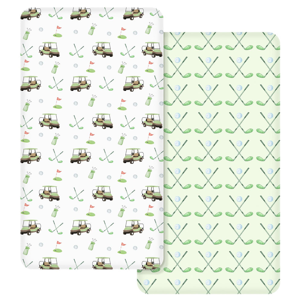 CroBlissful golf baby crib fitted sheet 2-pack with snug crib fit.