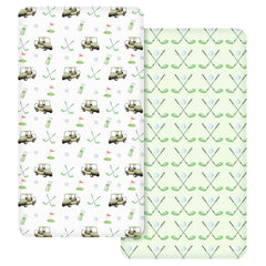 CroBlissful golf baby crib fitted sheet 2-pack with snug crib fit.