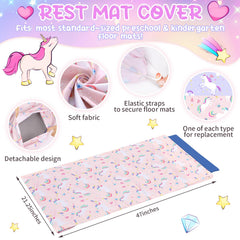 CroBlissful unicorn nap mat cover purple side view shows durable microfiber for comfortable daily rests.