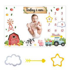 CSFOTO Farm milestone blanket provides a roomy 60x40 backdrop for crisp monthly photos.
